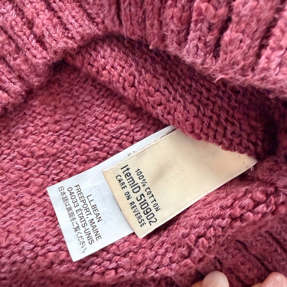 L.L. Bean Women's Turtleneck Nordic 100% Cotton Sweater - Burgundy and Sage S - Picture 8 of 8